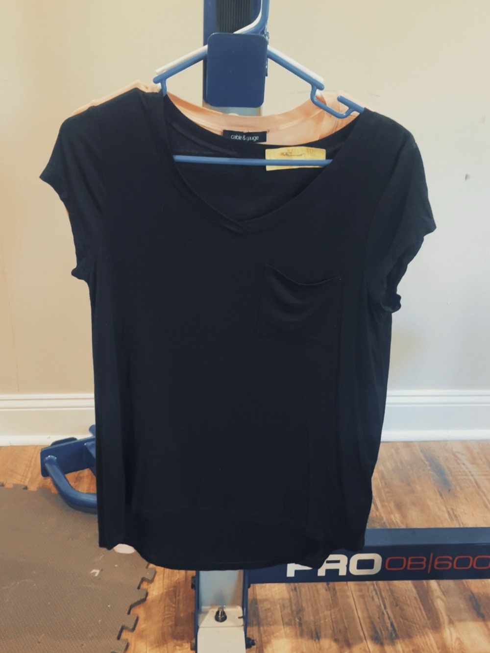 Cable & Gauge Black V-Neck Tee, price for 2, 1 peach & 1 black tee. Like new. SM